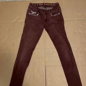 Women’s maroon rock revival skinny jeans